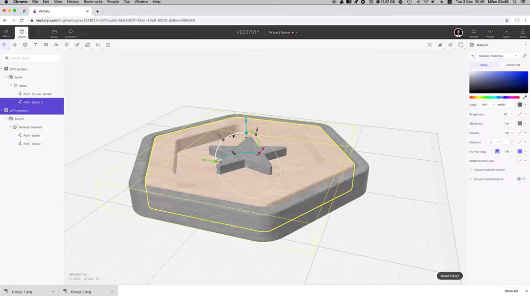 Vectary - это онлайн-инструмент 3D-моделирования